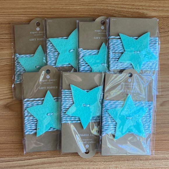 Gift/Party Wrapping - Light Blue Felt Star Gift Topper Set of 7 - Picture 2 of 3